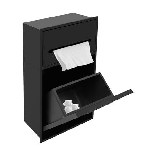 Caneca de basura empotrada rectangular negra de acero inoxidable miniatura 7