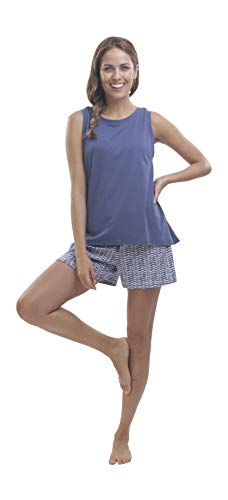 jijamas Incredibly Soft Pima Cotton Women's Pajamas Set - Shorts & Tank - XLT Indigo Blue