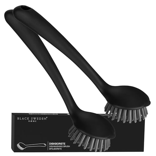 blackswedenhome. Spülbürste Schwarz - Hochwertige Geschirrbürste Abwaschbürste Küchenbürste mit robusten Borsten - Langlebiges Spülbürsten Set 2 Stück