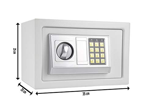 "Secure your possessions with Trilonium's Big 25 E Electronic Safe - now in a sleek white finish!"