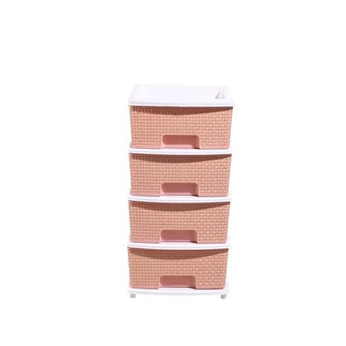 Image of Plastic Modular Drawer Storage Chest Of Drawers Organizer Storage Box, Large Stomo Racks For Multipurpose Anti-slip Shoes Organizers (Pink, 4 Layer)