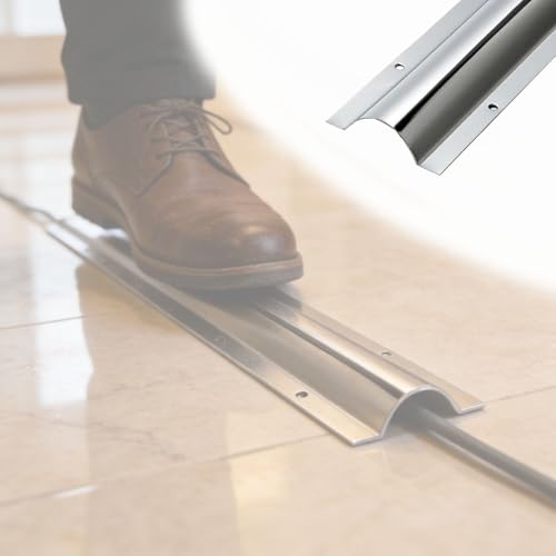 Cubierta para cables de acero inoxidable, canaleta para cables exterior con tornillos para techo/esquina/espacio de trabajo/oficina, instalación perforada (ancho 4.5 pulgadas, largo 39.4 pulgadas) miniatura 1