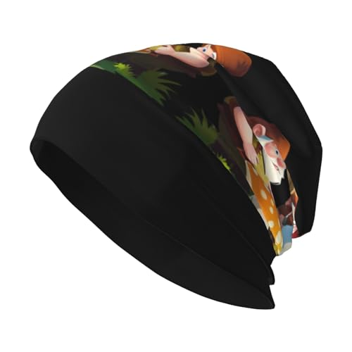 WHJDPP Adult Fashion Knitted Hat A Group of Dwarfs Picking Mushrooms Printing Soft, Skin-Friendly, Breathable, Quick-Drying, and Elastic Black