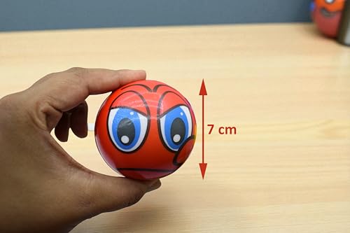 Image of Asera 12 Pcs Multi-Colored Printed Face Expression Soft Sponge Balls for Kids | Stress Relief Toys | Indoor & Outdoor Play | Birthday Return Gifts, Party Favors