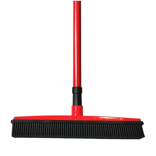 Nanyer ペット用毛ゴミ除去ブラシ 調節式ペット毛取りほうき【68-120cm 伸縮・452g軽量】金属製リムーバーブラシ 立掃き省力・スクレーパー機能付き カーペット・絨毯・車内・浴室用 水で洗える・清潔維持簡単 犬猫脱毛処理に最適 (レッド)