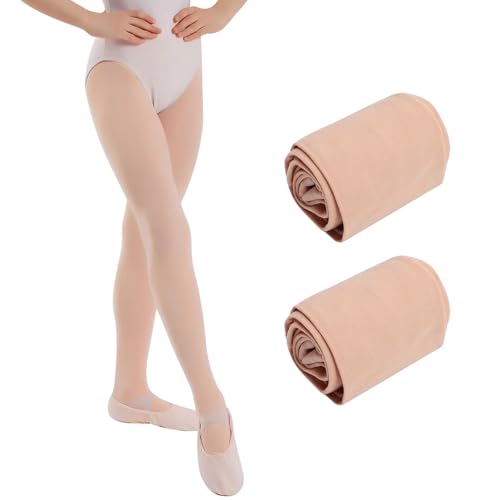 Lancry 2 paia di collant con piede 80D per danza classica per ragazze, Nude, M