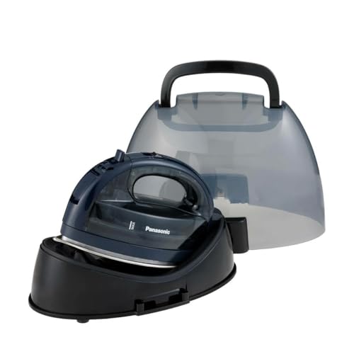 Panasonic NI-WL700A Cordless Steam/Dry Iron, 1500W Wide Stainless Steel Plate, Black/Dark Blue