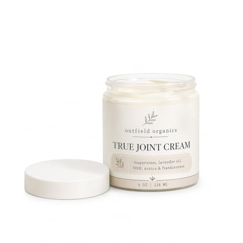 Outfield Organics True Joint Cream Magnesium MSM Topical Moisturizer with Lavender Oil Arnica & Frankincense Non-Greasy Massage Formula for Daily Body Care 4 oz