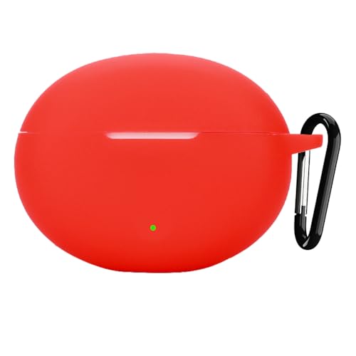 Image of Silicone Case Compatible with Oneplus Buds Nord 3 | 3 Pro (2024) Protective Soft Silicone 360 Full Protection Dust-Proof Shockproof Case Cover with Hook (Cover Only) (Red)