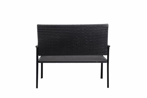 Image of Amazon Brand - Solimo Rattan and Wicker 2 Seater Garden Bench | Durable Outdoor Park Bench for Balcony Patio, Living Room, Terrace | Ideal Indoor and Outdoor Seating Furniture (Black)