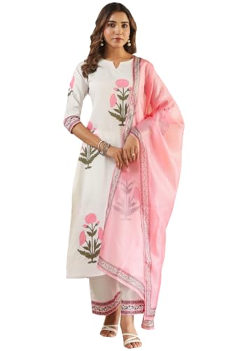 Kurta imprimé rose pour vos célébrations d'été ensemble trois pièces en viscose