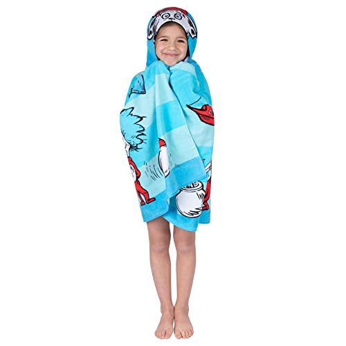 Image of Dr. Seuss Cat In The Hat Bath /Pool /Beach Soft Cotton Terry Hooded Towel Wrap, 24 in x 50 in, By Franco Kids