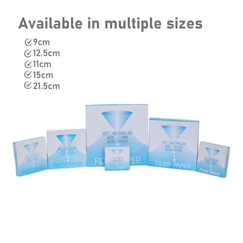 Image of EISCO Pack of 100 Premium Qualitative Filter Paper - 18.5cm, 8-10 Micron, High-Purity Lab Paper for Chemistry, Liquid Filtration, Science Experiments, Research, Classroom & STEM Activities