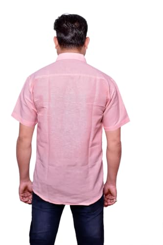 Image of Men's Casual Shirt | Half Sleeve Khadi Cotton Shirt | Regular Fit Stylish Summer Wear | Comfortable Daily & Office Casual Shirt for Men