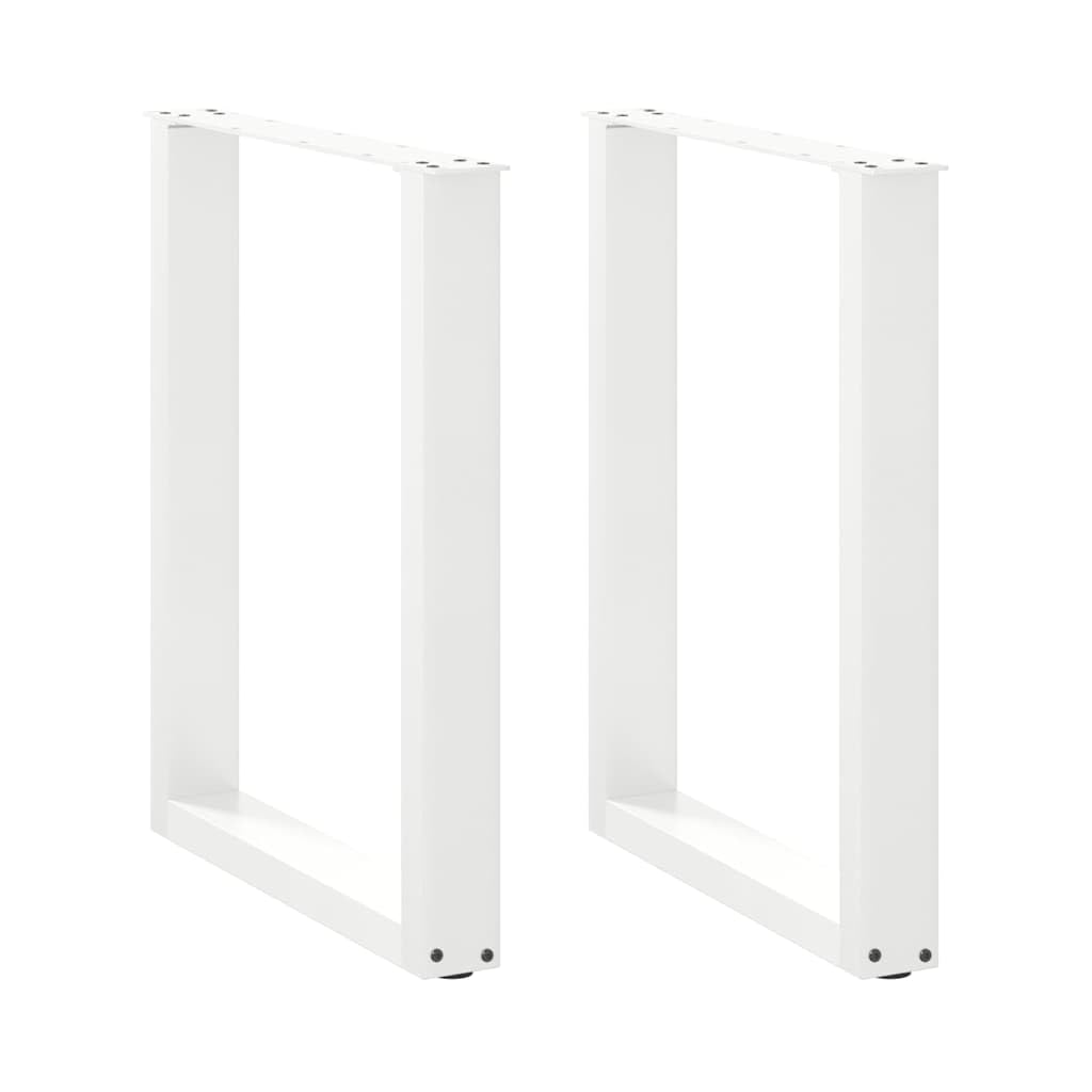 SXZenSpace Dining Table Legs U Shaped White 60 x 73 cm Powder Coated Steel Adjustable Feet Heavy Duty for Kitchen Island Office or Living Room