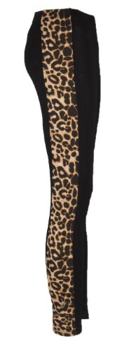 Fast Fashion – Women’s Leopard Animal Print Side Panel Leggings - black - UK 16