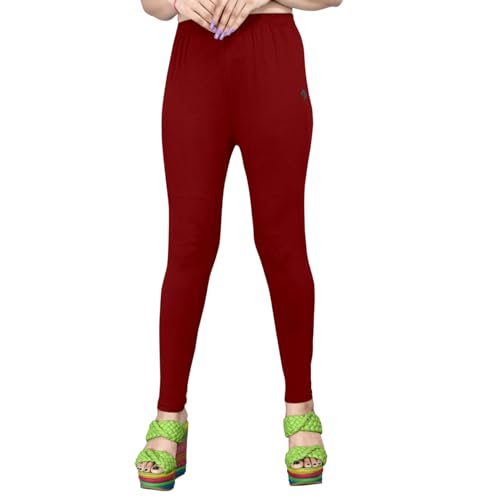 Image of Women's Solid Mid Rise Slim Fit Ankle Length Leggings - Comfortable and Stylish Yoga Pants for Workout, Running and Everyday Wear