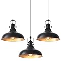 LWWHQ Black Pendant Lights Kitchen Island 3 Pack, 11.41" Kitchen Pendant Lighting, Farmhouse Pendant Light, Industrial Pendant Light, Island Lights for Kitchen Dining Room Bedroom