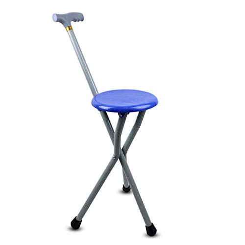 GGZONE Chaise Béquille, Bâton De Marche avec Siège Pliant, Tabouret De Canne en Aluminium Léger, Canne De Siège De Voyage De Pêche pour Les Parents...