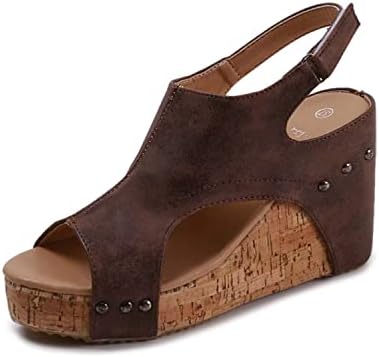Orthopedic Wedge Sandals for Women,Open Toe Slope Heel Sandals,Summer Casual Outdoor Sandals,Arch Support Slope Heel Sandals,Wedge Thick Sole Sandals Brown 38