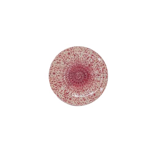 Kaladia Keramik Reibeteller/Keramikhobel - ideal für Ingwer, Parmesan etc. - in Pink gesprenkelt - Durchmesser: 12 cm - handgemacht & handbemalt - Made in Spain