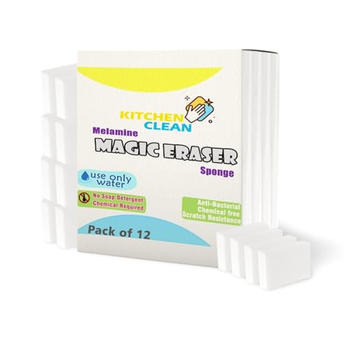 Melamine Magic Eraser | Walls Scratch Marks Stain Remover | Car Seats Dash Board Stains Clean | Watch Belts Cleaner | Multipurpose Use Cleaning Sponge (Pack of 12 Pcs)