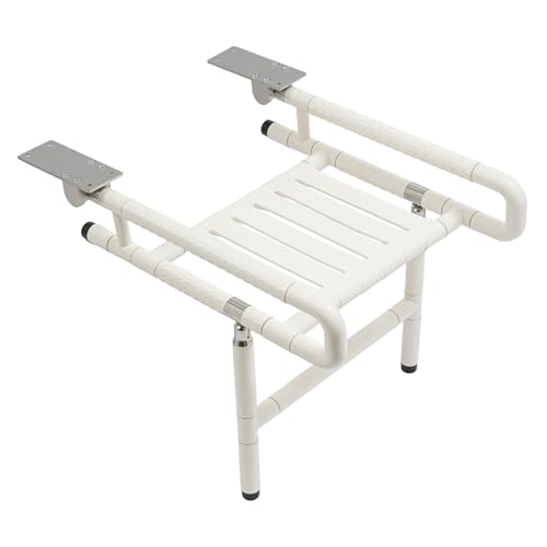 XUANIIIL Folding Shower Seat Wall Mounted, 440lb Load-Bearing Fold Down Foldable Shower Bench Chair, for Inside Elderly, Pregnant Women