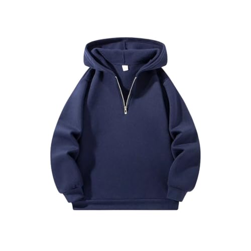 Men's Half Zipper Hoodies Solid Color Long Sleeve Sweatshirts Loose Sport Casual Pullover Sweats