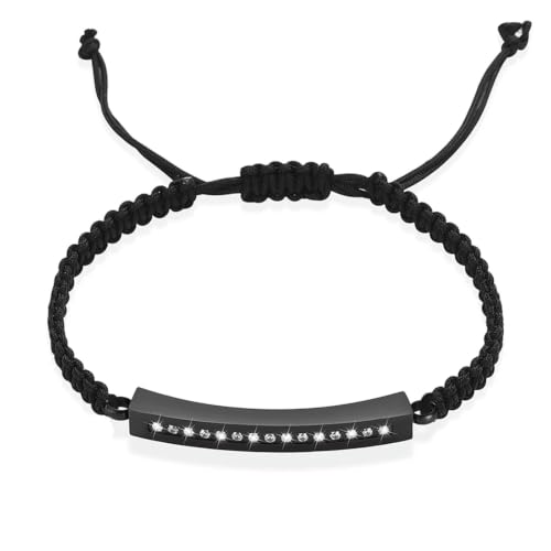 Bracelet de crémation pour cendres en corde tressée noire avec cube discret en acier inoxydable