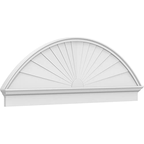 70"W x 24-3/8"H x 2-3/4"P Segment Arch Sunburst Architectural Grade PVC Combination Pediment