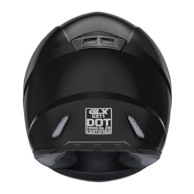GLX GX11 Compact Motorcycle Helmet - Black, Small - Full Face w/ Tinted Visor, DOT Approved