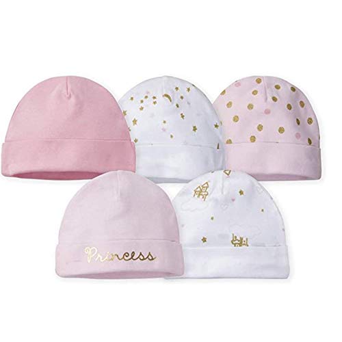 Baby Girls' 5-Pack Caps, Newborn Size