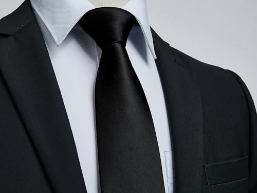 Image of Enlision Ties for Men Solid Color 3.35 inch Formal Business Necktie Classic Satin Mens Wedding Party Ties