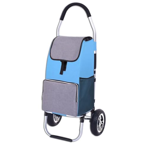 Foldable Shopping Cart with Detachable Waterproof Bag - Lightweight Grocery Trolley on Solid Off-Road Wheels for Camping and Shopping
