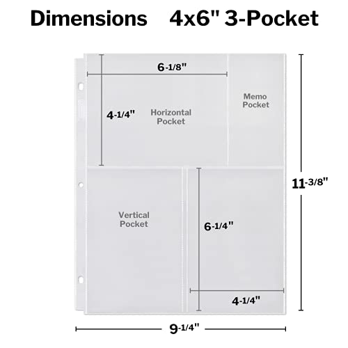 image for Dunwell Photo Album Refill Pages - (4x6 Mixed Format, 100 Pack) for 60