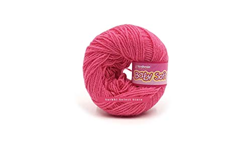 Image of Vardhman BabySoft Knitting Yarn | 100% Acrylic Wool | 4 Ply | Thin Knitting & Crocheting Hook Thread & Lightweight | Special Baby Wool | 150 Grams (6 Balls of 25g) | Machine Washable | Ideal for Blankets, Hats, Booties Ultra-Soft for Baby Sweaters, Blankets, Caps, Socks, Soft toys, Art & craft | Available in multicolors - (BBL022 - Rouge Pink)