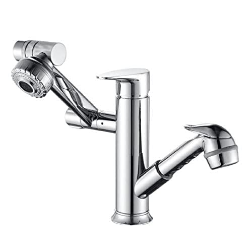 Robinetterie de salle de bain avec pistolet télescopique rotatif