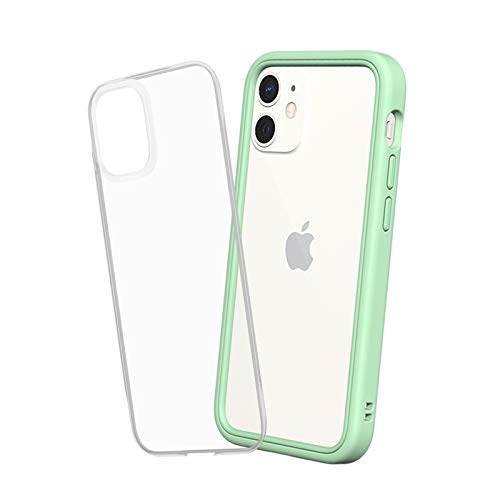 Image of RhinoShield MOD NX for iPhone 12 Mini (5.4 inch) (with Rim, Button, Frame, Clear Back Plate)- Mint Green