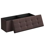 SONGMICS MAZIE Collection - 43 Inches Folding Storage Ottoman Bench, Ottoman Foot Rest, End of Bed Bench, Storage Chest, Load 660 lb, for Living Room, Bedroom, Entryway, Brown ULSF77BR