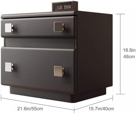 Modern Nightstand with Square Handle - 2-Drawer Bedside Table for Apartment Decor, Stylish Storage Solution for Bedroom and Living Room, Contemporary Design