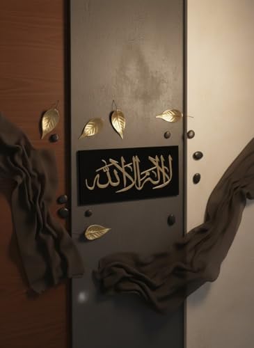 Image of Royal Furnitures 3D Islamic Lailaha Arabic Calligraphy Wall Decor - 12x6 Inch Black ACP & Gold Mirror Acrylic Waterproof Entrance Name Plate - Premium Decorative Door Plate for Home, Office & Gift