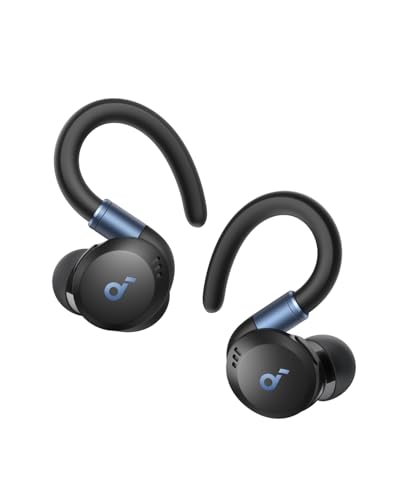 soundcore Sport X20 da Anker, Fone de Ouvido Bluetooth 5.3 Sem Fio, Fone esportivo, ANC Adaptativo, Ganchos Ajustáveis, Graves Intensos, À Prova de Suor e Poeira, IP68, 48H de Reprodução, TWS, Preto