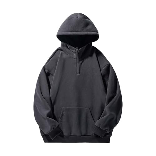 Mens Quarter Zip Pullover Outdoor Casual Plain Fashion Fall Shirt Long Sleeve for Men Trendy Hooded Sweatshirt