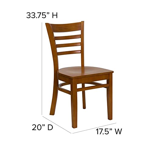 Image of Flash Furniture HERCULES Series Ladder Back Cherry Wood Restaurant Chair