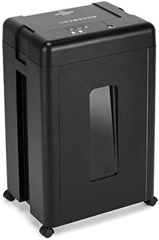 WOLVERINE 15-Sheet Super Micro Cut High Security Level P-5 Heavy Duty Paper/CD/Card Shredder for Home Office, Ultra Quiet by Manganese-Steel Cutter and 8 Gallons Pullout Waste Bin SD9520 (Black ETL)