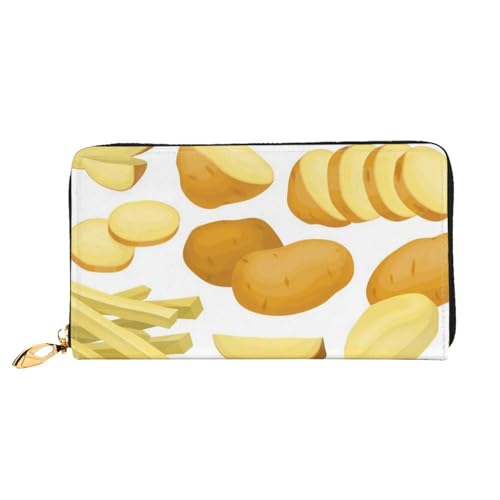 Leather Wallet For Women And Men Potato Chips Fries Clutch Purse Wristlet Bag Credit Card Holder Wallet