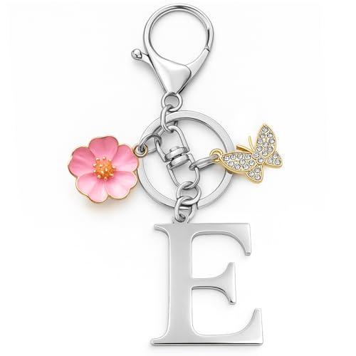 YISCOKO Alphabet Initial Letter Keychain Key Rings Gifts for Women Graduation Birthday Christmas Anniversary Birthday Gifts for Women Condolence gifts. (Letter E)