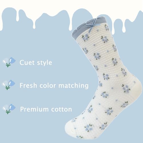 Image of Women's Crew Socks Cute Bear Cat Floral Soft Fancy Socks Gifts for Women
