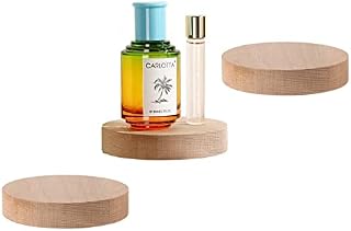 Z metnal Small Floating Round Shelves, Mini Wooden Shelf for Collection Action Figures, Decor Display Wall Shelf, Wall Mounted, Dia. 100mm, 3 Pack