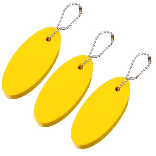 MOBUTOFU Llavero Flotante Ovalado 3 Unidades, Poliuretano Ecológico Pu Amarillo, Ligero y Resistente para Deportes Acuáticos, Pesca, Kayak y Navegación a Vela